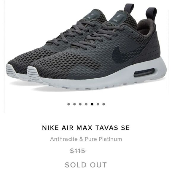 NIKE AIR MAX TAVAS SE Sneakers - Anthracite & Pure Platinum 718895-010 - Picture 10 of 10